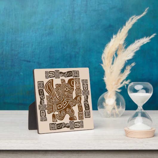 Plaque Photo Aztec Eagle Guerrier Tribal Art antique (Insitu)