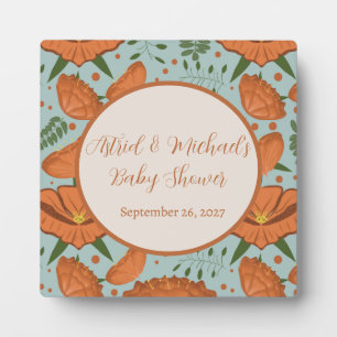 Plaque Photo Baby shower fleur sauvage Orange Poppy