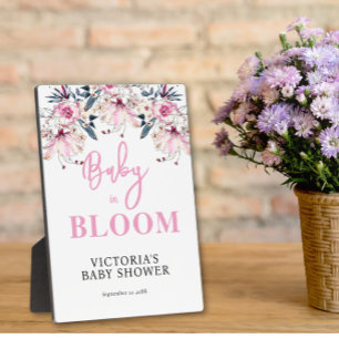 Plaque Photo Baby shower rose Floral Accueil
