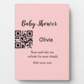 Plaque Photo Baby shower rose simple q r code ajouter le texte  (Devant)