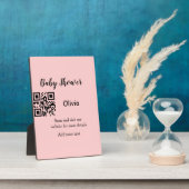 Plaque Photo Baby shower rose simple q r code ajouter le texte  (Côté)