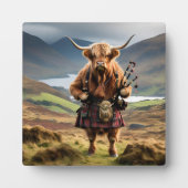 Plaque Photo Bagpiper de vache écossaise Highland (Devant)