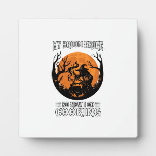 Plaque Photo Balai Cassé Cuisine Sorcière Chaudron Pleine Lune