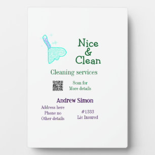 Plaque Photo Balai nettoyant vert bleu gitter ajouter nom adres