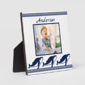 Plaque Photo Baleines mignonnes vagues Blue Nautical Photo Fram (Recto)