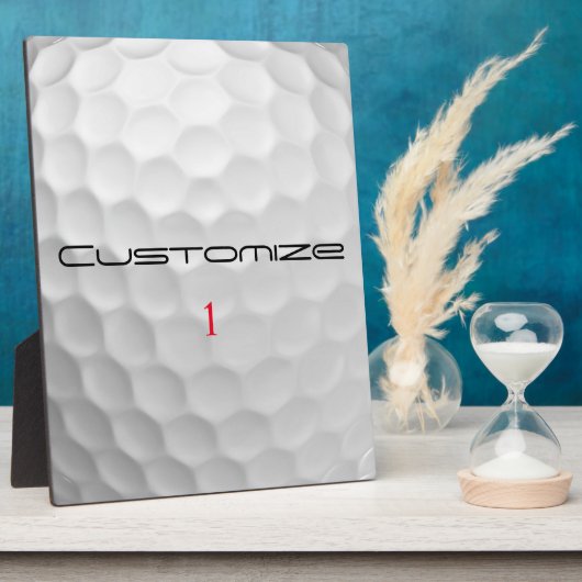 Plaque Photo Balle de golf blanche texturée avec nom et numéro (Côté)