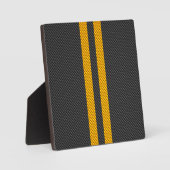 Plaque Photo Bandes de course jaunes en style carbone (Recto)