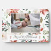 Plaque Photo Baptême / Date baptisée Noël Cadeau floral (Devant)