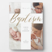 Plaque Photo Baptême Gold Calligraphie Photo Collage Keepsaké (Devant)