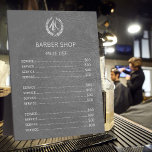 Plaque Photo Barber shop argent gris foncé liste de prix<br><div class="desc">Prix exclusif de luxe pour une coiffeuse de coiffure avec faux argent métallique sur un élégant arrière - plan gris foncé élégant look cuir. Veuillez noter que le look cuir est imprimé.</div>