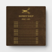 Plaque Photo Barber shop brun look service menu (Devant)