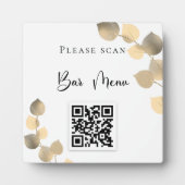 Plaque Photo Barre menu QR code eucalyptus or (Devant)
