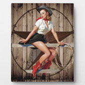Plaque Photo Barre Wood Texas Star pays occidental Cowgirl (Devant)