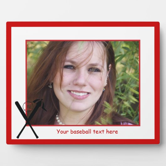 Plaque Photo Baseball croisé chauves-souris et casquette noir, (Devant)