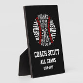 Plaque Photo BASEBALL meilleure COACH AWARD retraite (Côté)