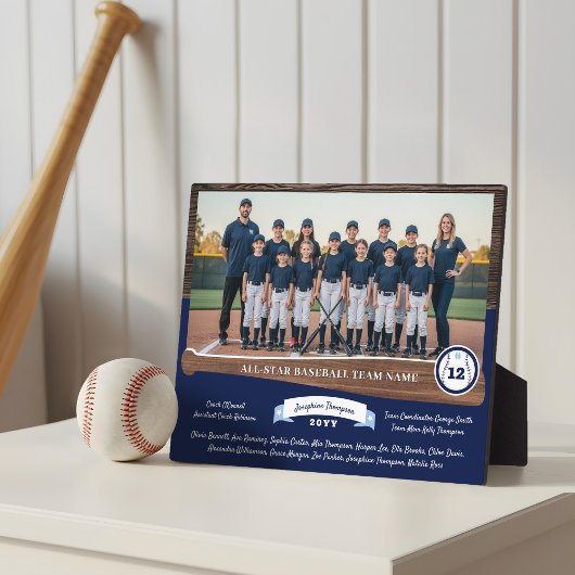 Plaque Photo Baseball Team Photo Roster Player Number & Name