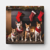 Plaque Photo Basenji au coin du feu Noël (Devant)