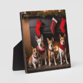 Plaque Photo Basenji au coin du feu Noël (Recto)