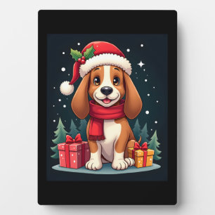 Plaque Photo Basset Hound Chien vêtements de Noël Santa Hat Chi