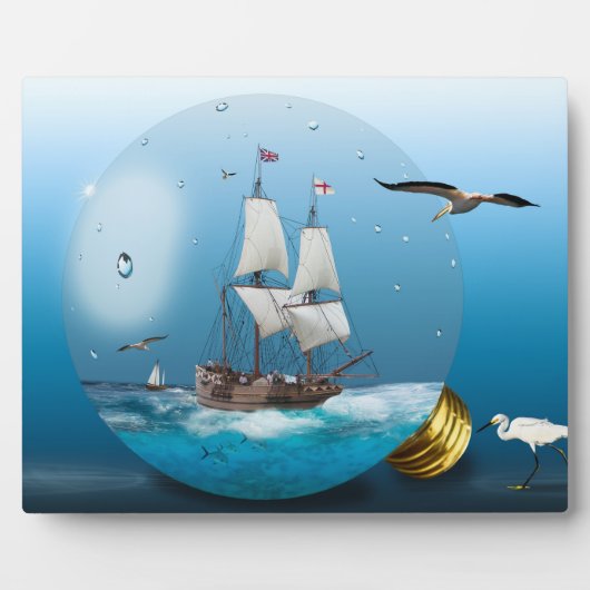 Plaque Photo Bateau dans une ampoule (Devant)
