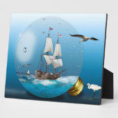 Plaque Photo Bateau dans une ampoule (Côté)