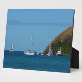 Plaque Photo Bateaux à voile dans la baie Blancs et Bleus Nauti (Côté)