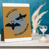 Plaque Photo Bats d'Halloween bleu orange (Côté)