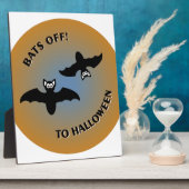 Plaque Photo Bats d'Halloween bleu orange (Côté)