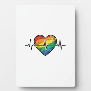 Plaque Photo Battement de coeur arc-en-ciel Gravure vintage Des