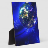 Plaque Photo Bauble de Noël bleu électrique, personnaliser i (Côté)