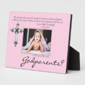 Plaque Photo Be My Godparents Proposal Pink Memorial Photo (Côté)