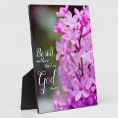 Plaque Photo Be Still Psaum 46:10 Fleurs Lilac Violettes (Côté)