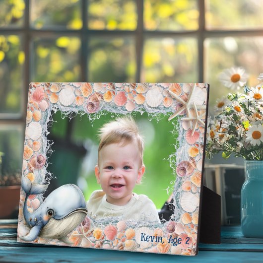 Plaque Photo Beach Shells Whale Photo Frame for Kids