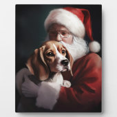 Plaque Photo Beagle avec le Père Noël Festif Noël (Devant)