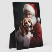 Plaque Photo Beagle avec le Père Noël Festif Noël (Côté)