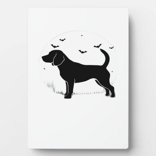 Plaque Photo Beagle Dog � Halloween Moon Silhouette Oversized T (Devant)