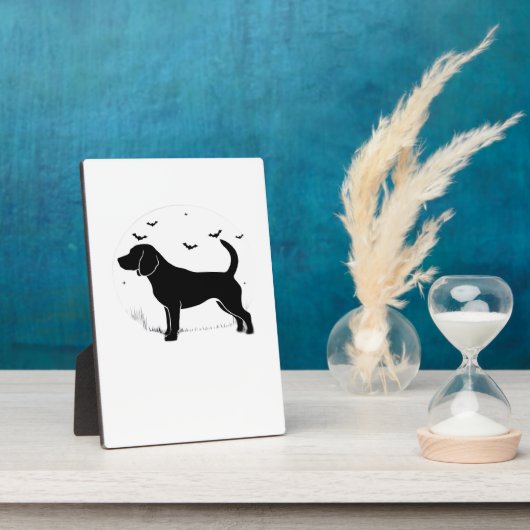 Plaque Photo Beagle Dog � Halloween Moon Silhouette Oversized T (Côté)