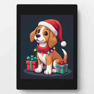 Plaque Photo Beagle Xmas Éclairage Père Noël Beagle Chien Noël 