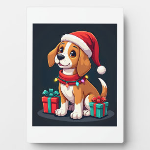 Plaque Photo Beagle Xmas Éclairage Père Noël Beagle Chien Noël