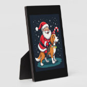 Plaque Photo Beagle Xmas Éclairage Père Noël équitation Beagle  (Côté)