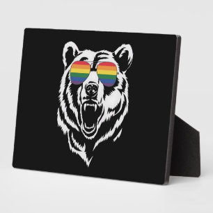 Plaque Photo Bear Gay LGBTQ Rainbow Lunettes de soleil Pride Dr