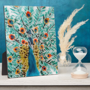 Plaque Photo Beau Paon Emerald Green Turquoise Peacock