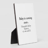 Plaque Photo Bébé arrive bientôt nom date baby shower machine à (Côté)
