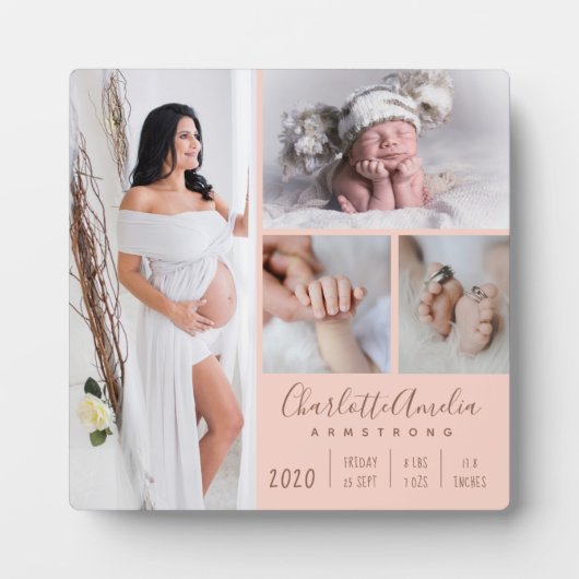 Plaque Photo Bébé Belle photo Famille Keepsaké Blush (Devant)