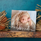 Plaque photo bébé écriture bénie (Côté)