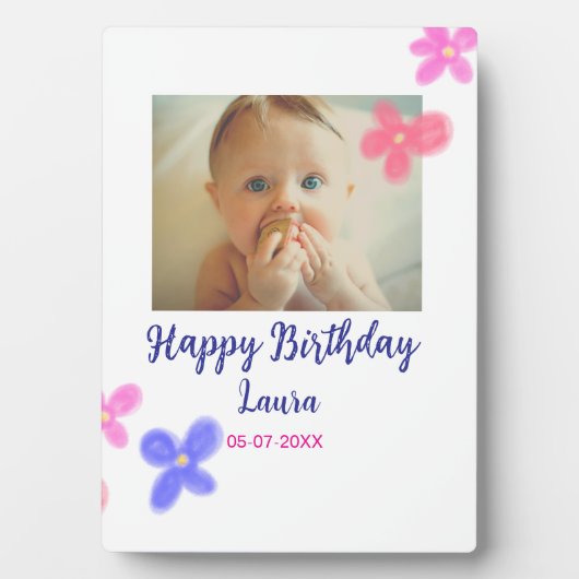 Plaque Photo Bébé enfants 1er anniversaire ajouter le nom date (Devant)