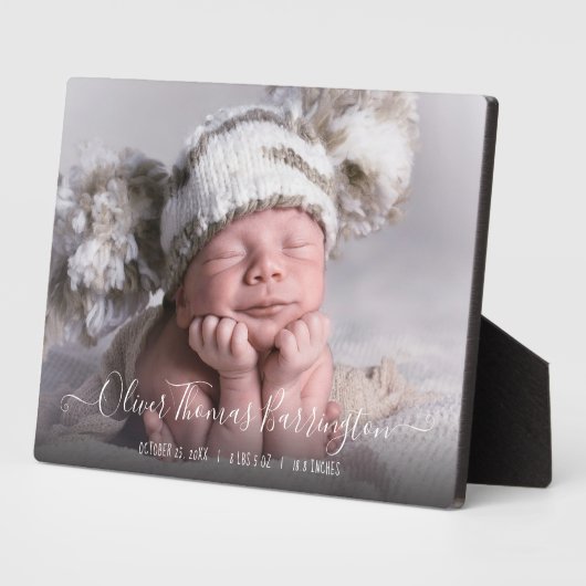 Plaque photo bébé et statistiques de naissance (Côté)