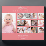Plaque Photo Bébé fille première année photo collage 12 mois ro<br><div class="desc">Bébé fille première année photo collage 12 mois rose</div>