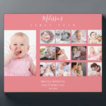 Plaque Photo Bébé fille première année photo collage 12 mois ro<br><div class="desc">Bébé fille première année photo collage 12 mois rose</div>