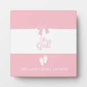 Plaque Photo Bébé Fille Rose Bows & Little Feet Custom (Devant)